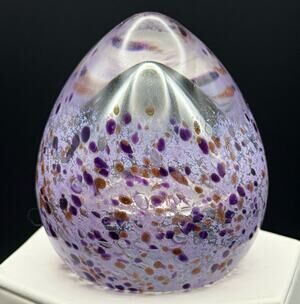 Caithness Scotland Grace Paperweight Domed Lilac Purple Gold Speckle Art Glass